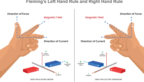 A positively-charged particle (alpha particle) projected towards west is deflected towards north by a magnetic field.
The direction of magnetic field is :
(i) towards south
(ii) towards east
(iii) downward
(iv) upward